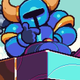 Shovel Knight stares at a gift wrapped in a gold bow.